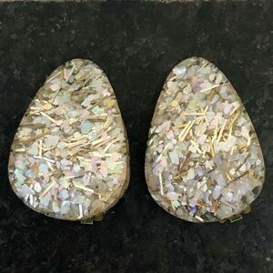 Vintage 1960’s Gold Confetti Lucite Clip on Earrings